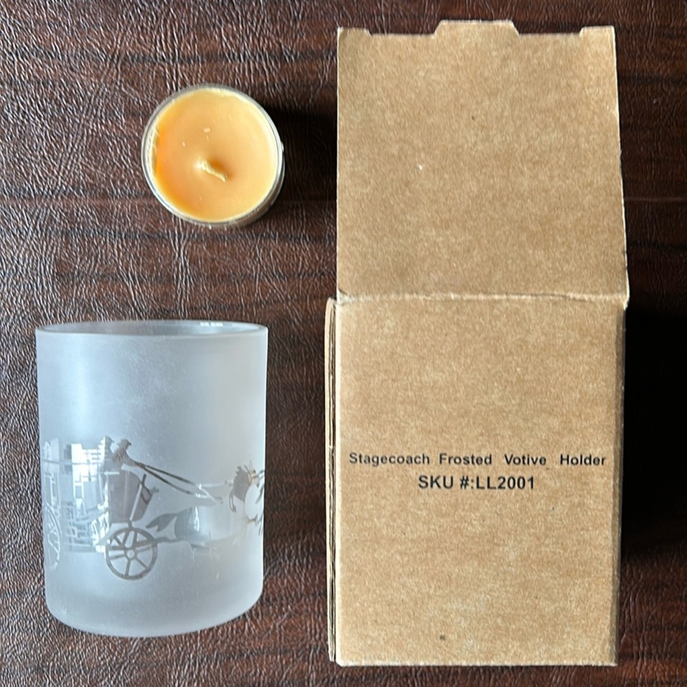 New in Box -Wells Fargo Stagecoach Frosted Votive Holder